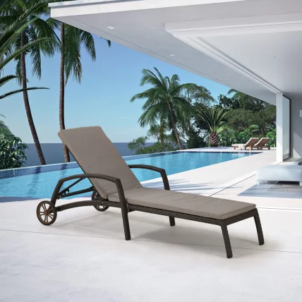 Шезлонг-лежак плетеный A35A2-W53 Brown с матрасом_0