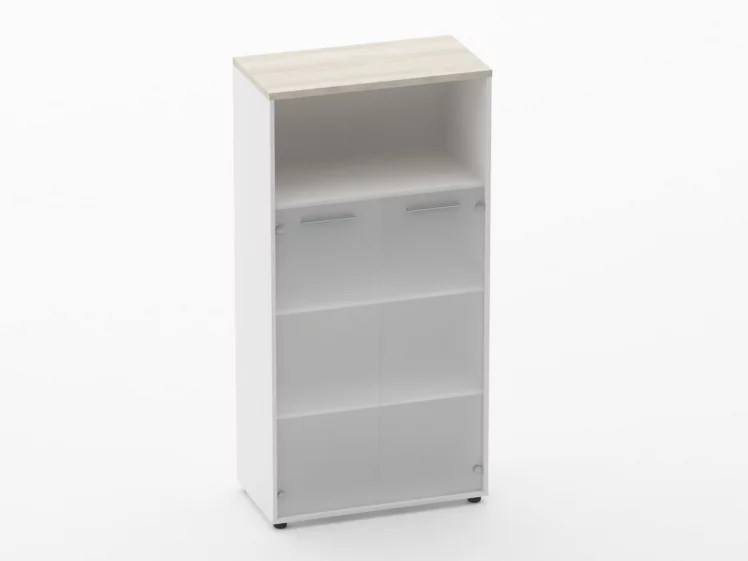 Шкаф 3 широкий 2 стеклянные двери, с нишей Deka 10.16.161 Дуб Сантана светлый/Белый_0