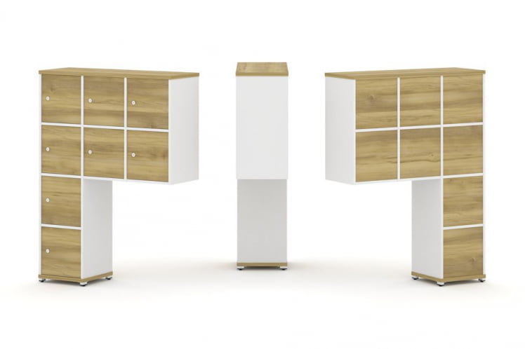 Надставка на стол высокая односторонняя + задняя стенка (8 шт.) + распашной фасад (8 шт.) CONCEPT CN.ONV-010 Дуб Винченцо Белый бриллиант Белый металл_0