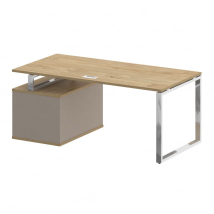 Стол руководителя с опорной тумбой , правый SHIFT SK.SRT-180 (R) Тиквуд Светлый/Капучино_1