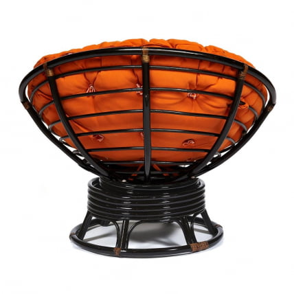 Кресло-качалка PAPASAN/ПАПАСАН w 23/01 B /с подушкой/ 115х78х104 см, Antique brown (античный черно-коричневый), ткань Оранжевый, С 23_6