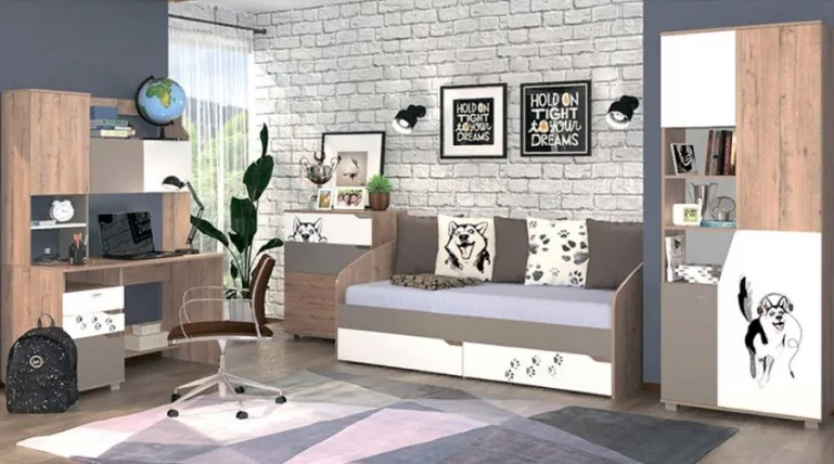 Стол письменный Хаски 11 Дуб Ирландский Мокко Белый_2