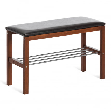 Банкетка BERYL дерево / экокожа, 67*31*49 см, темный орех/коричневый_0