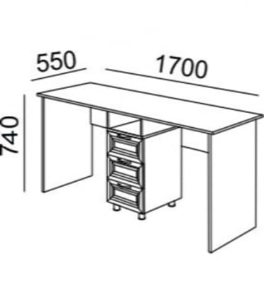 Стол двойной Модуль №13 Ясень шимо светлый/белый_1