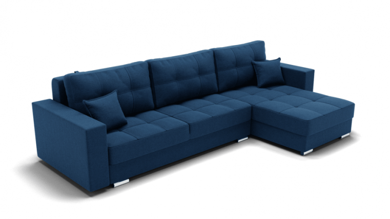 Диван Талисман-3 угол левый/правый (ЗР) Цвет фасада: Синий; Тип: Левый/правый; Материал фасада: Металл/Велюр_0