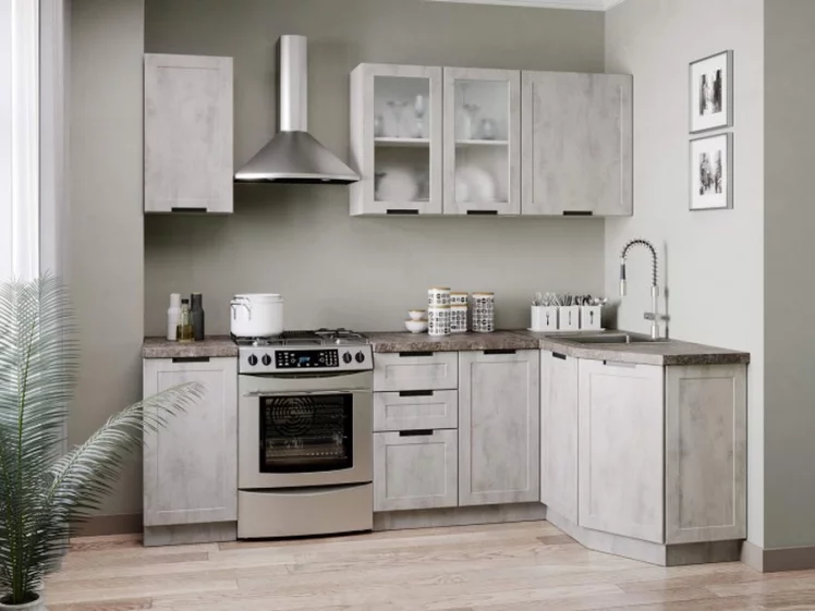 Шкаф кухонный угловой 600 высокий Джамис ЛД 296.620.000.033 Белый Белый камень_2