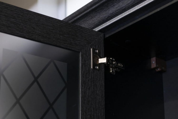 Шкаф кухонный 450 с открытой полкой со стеклом Италия ЛД 275.537.000 Черный Дуб темный_2