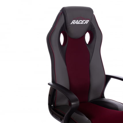 Кресло RACER кож/зам/ткань, металлик/бордо, 36/13_8