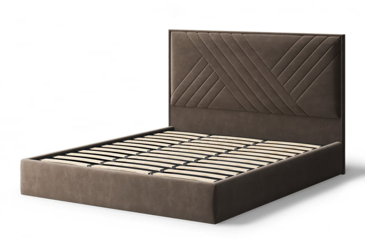 Кровать МИРА 2000*1400мм (без опор), велюр Бренди лайт 29 (коричневый), (б/основания, б/матраса)_1