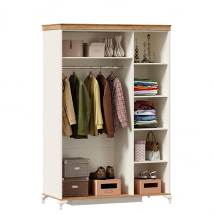 Шкаф трехстворчатый с зеркалами Вилладжио Алебастр/Дуб золотой_2