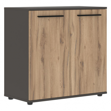 Шкаф с глухими малыми дверьми EDIS ELCS 85.1 Дуб Денвер светлый Черный Мокко_0