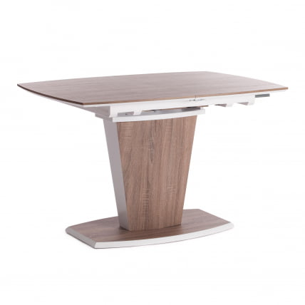 Стол FANCY МДФ HPL, 120-160х85х75 см, Дуб трюфель/Белый_0