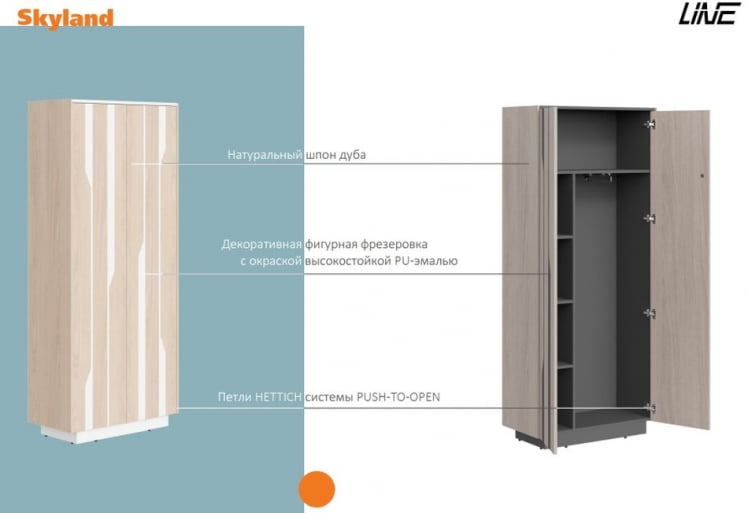 Шкаф средний Line СФ-574201 Дуб серый Белый_1