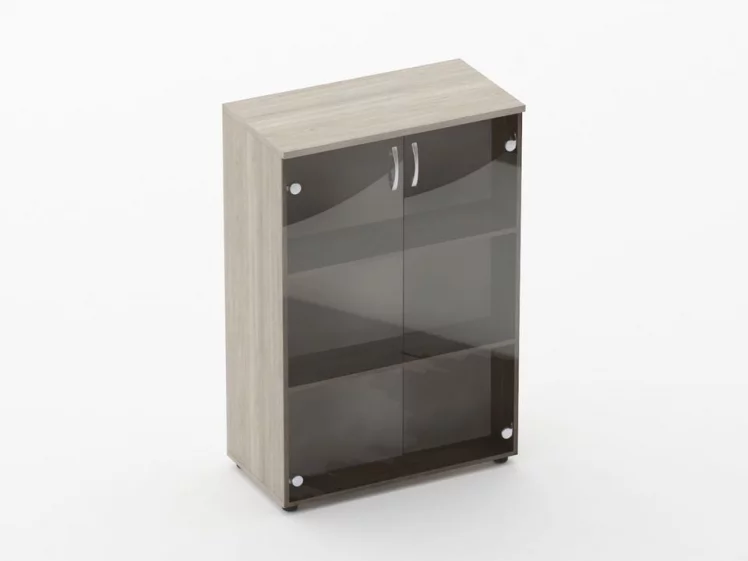 Шкаф средний со стеклом Glassy 6.12.151 Дуб сантана светлый_0