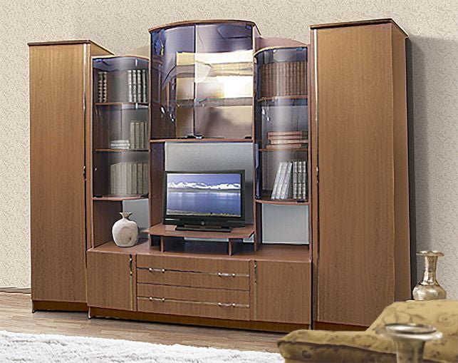 Стенка Александра 6 ЛДСП с молдингом, Вишня Оксфорд_0