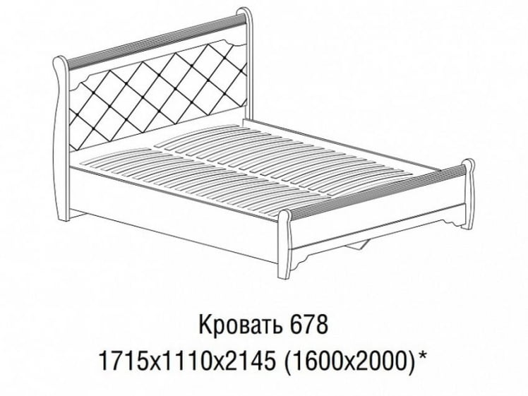 Кровать двойная 1600 с низкой спинкой Флоренция 678  Дуб оксофрд_1