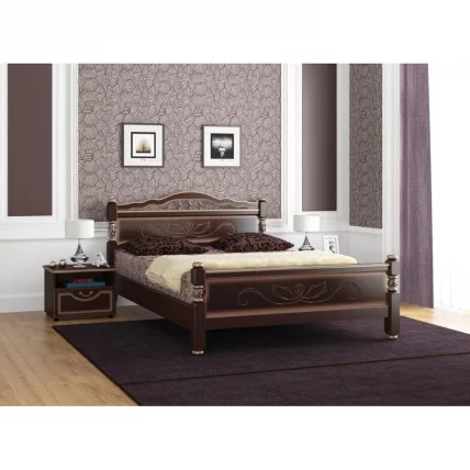 Кровать из массива Карина-5 200х90 Орех темный_1