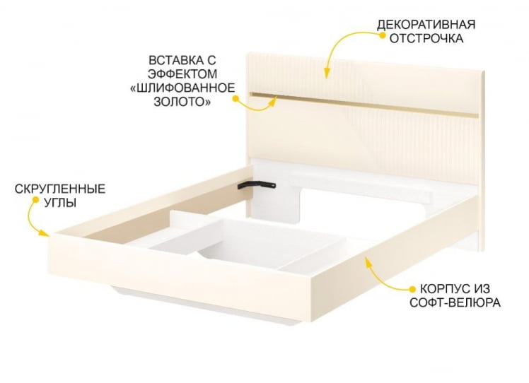 Кровать Монако 903.01 Белый шпон/Даллайс Айвори_1
