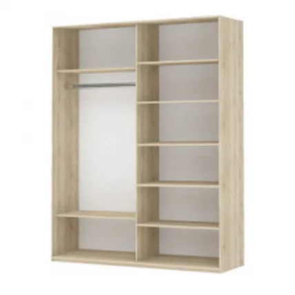 Шкаф-купе двухдверный Прайм 1200 Зеркало/Белое стекло Белый снег_1