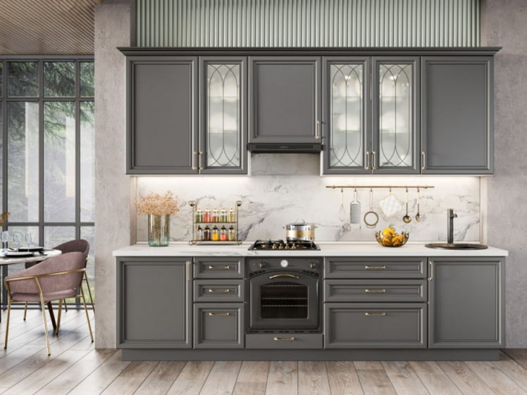 Тумба кухонная 600 с 2 ящиками ЛЮКС (4) Джелатто ЛД 241.900.000.121 Белый Оникс серый_2