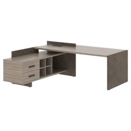 Стол руководителя правый WOOD&STONE СФ-531202 Дрифтвуд Бетон Чикаго темный_1