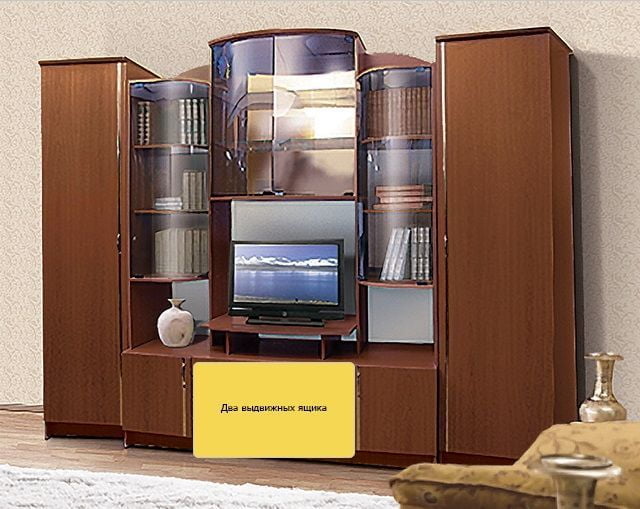 Стенка Александра 6 ЛДСП с молдингом, Орех Мария Луиза_5