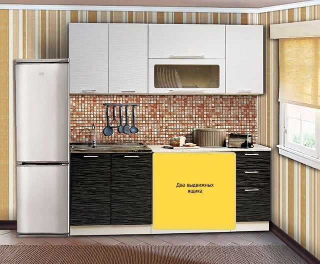 Кухонный гарнитур Диана 7 1.8 м Страйп белый/Страйп черный_6