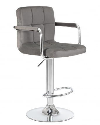 Стул барный DOBRIN KRUGER ARM Серый велюр MJ9-75_1