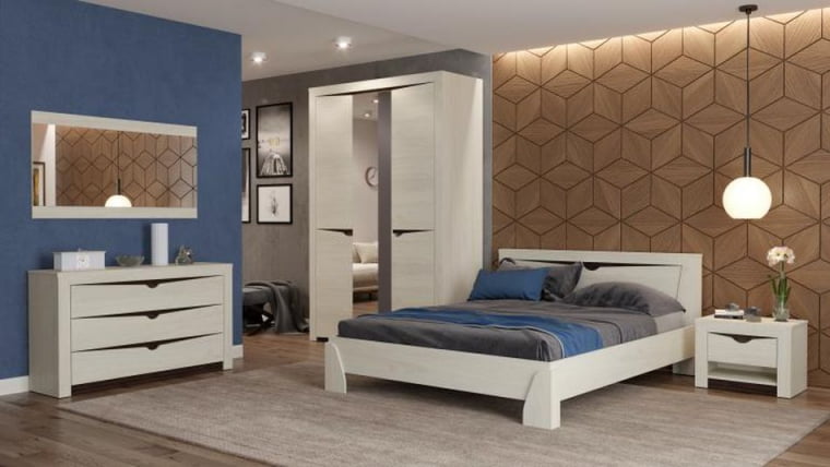 Кровать 900 Лючия 33.07 с настилом Ясень анкор светлый Венге_2