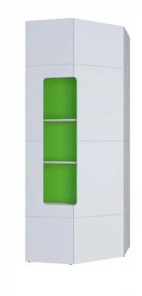 Шкаф угловой с полками Палермо Юниор 08 Белый глянец Ясень шимо светлый Зеленый_0