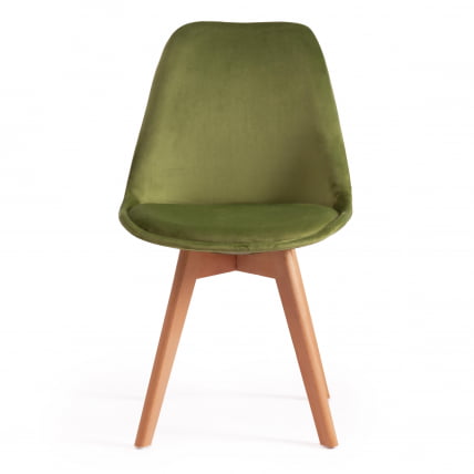 Стул TULIP SOFT (mod. 74) / 1 шт. в упаковке вельвет/дерево , 54 х 47 х 83 см , зеленый (HLR 54)/натуральный_4