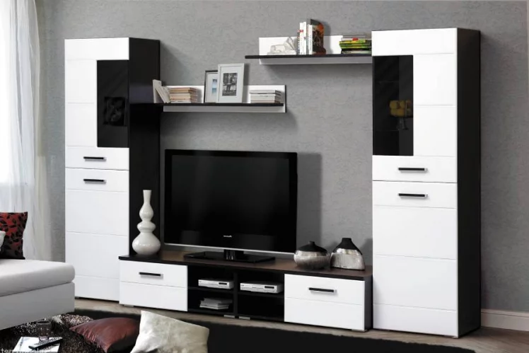 Набор мебели для гостиной Грация 1.6 МДФ матовый Венге/Дуб выбеленный_0