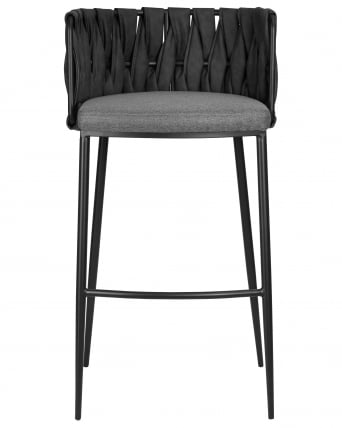 Стул барный DOBRIN AMELIA (серая ткань (F-48), темно-серый винтажный PU (MF-12))_5