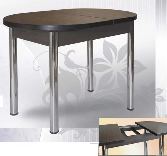 Стол обеденный Универсальный 32мм ХРОМ мет.напр. 3 кат. 1006 круги ЛДСП венге_1