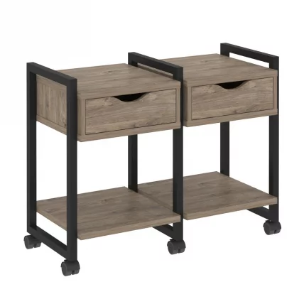 Тумба на колесных опорах наборная. Вариант №1 LOFT VR.L-TN-1.K Металл черный Тиквуд темный_0