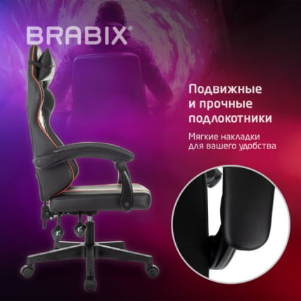 Кресло компьютерное BRABIX Shooter GM-123, 2 подушки, экокожа, черное/красное_13