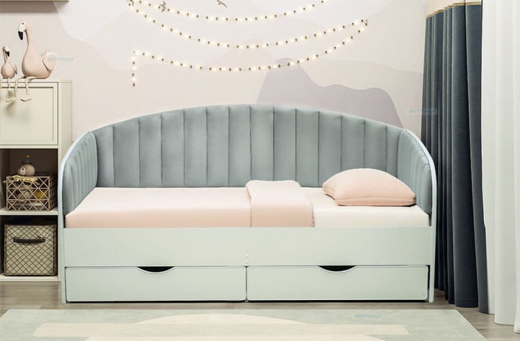 Кровать с продольной мягкой спинкой Софа №12.1 (800х1900) Белый Велюр 321_0