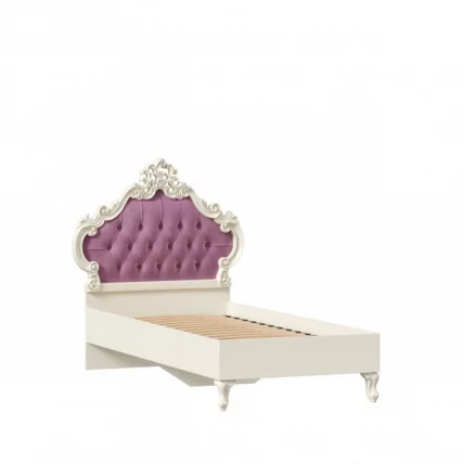 Кровать односпальная 900 с мягким изголовьем Маркиза ЛД 517.065.000 Алебастр Сиреневый_1
