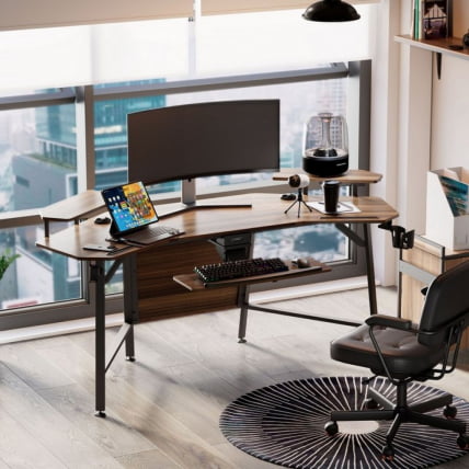 Стол для компьютера с подставкой под клавиатуру EUREKA ERK-AED-E70WN_2