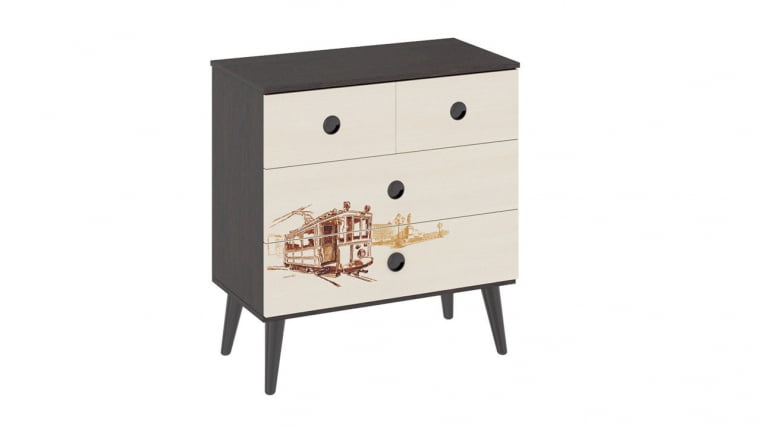Комод тип 8 с рисунком Венге цаво/дуб молочный_0