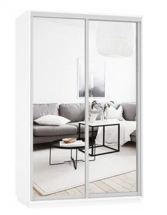 Шкаф-купе двухдверный Экспресс Дуо Экспенс 1400х2400h Белый снег_0