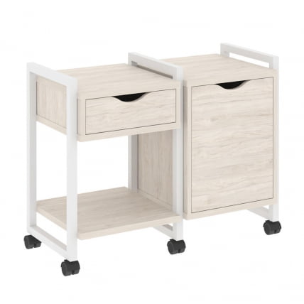 Тумба на колесных опорах наборная. Вариант №3 LOFT VR.L-TN-3.K Металл белый Денвер светлый_0