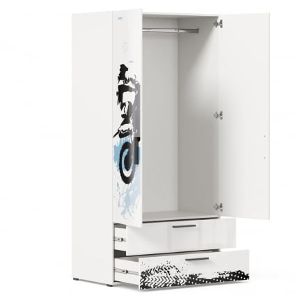 Шкаф комбинированный Мотокросс ЛД 535.040.000 Серый шелк с фотопечатью_2