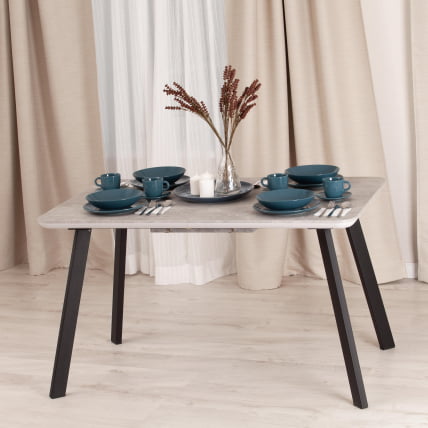 Стол обеденный NELSON МДФ/ЛДСП/металл, 128-170х80х75 см, Бетон/Черный_13