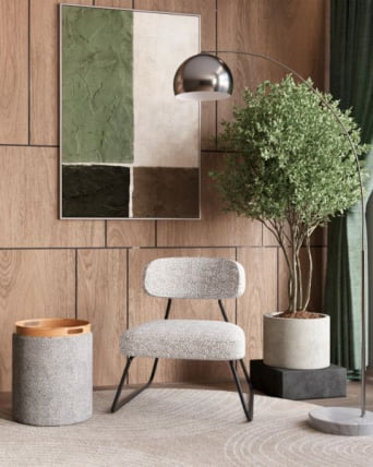 Пуф-столик с ящиком Хюгге S букле серый_3