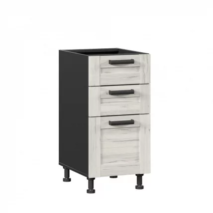 Тумба кухонная 400 с 3 ящиками ЛЮКС (4) Тип 1 Винченца ЛД 234.880.000.067 Черный Дуб Крафт белый_0