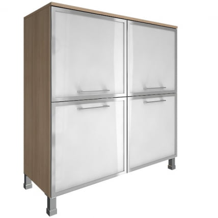 Шкаф четырехсекционный со стеклом в раме YALTA LT-SD1.2R black Снежная Патина_0