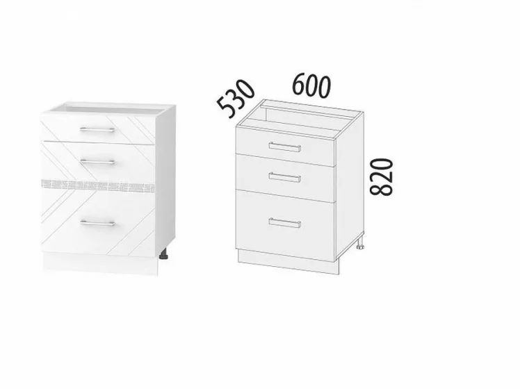 Напольный шкаф (3 ящика с метабоксами) Бьянка 102.66_1