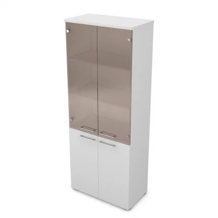 Шкаф высокий со стеклом GLOSS LINE 9НШ.005.12 Белый Премиум_0