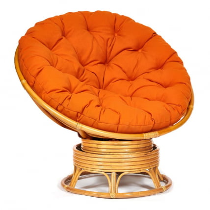 Кресло-качалка PAPASAN/ПАПАСАН w 23/01 B /с подушкой/ 115х78х104 см, Honey (мед), ткань Оранжевый, С 23_0